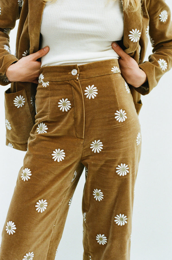 Beige velvet Romy pants