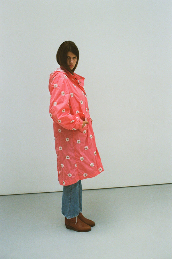 Pink BIG FLOWER raincoat