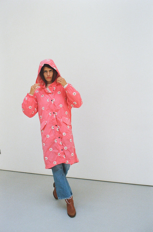 Pink BIG FLOWER raincoat