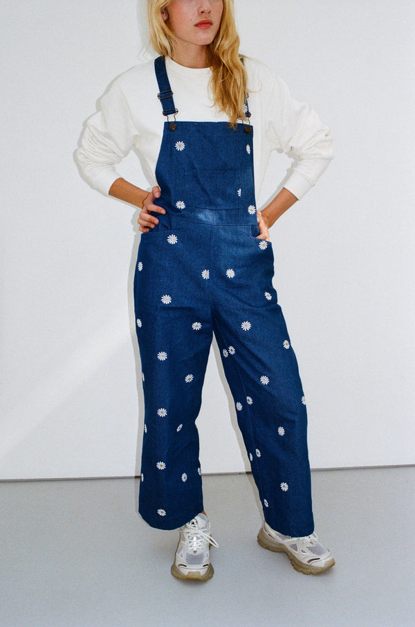 Embroidered Denim dungarees