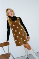 Beige velvet sixties dress