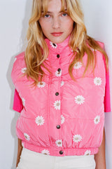 BIG FLOWER pink down jacket