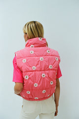 BIG FLOWER pink down jacket