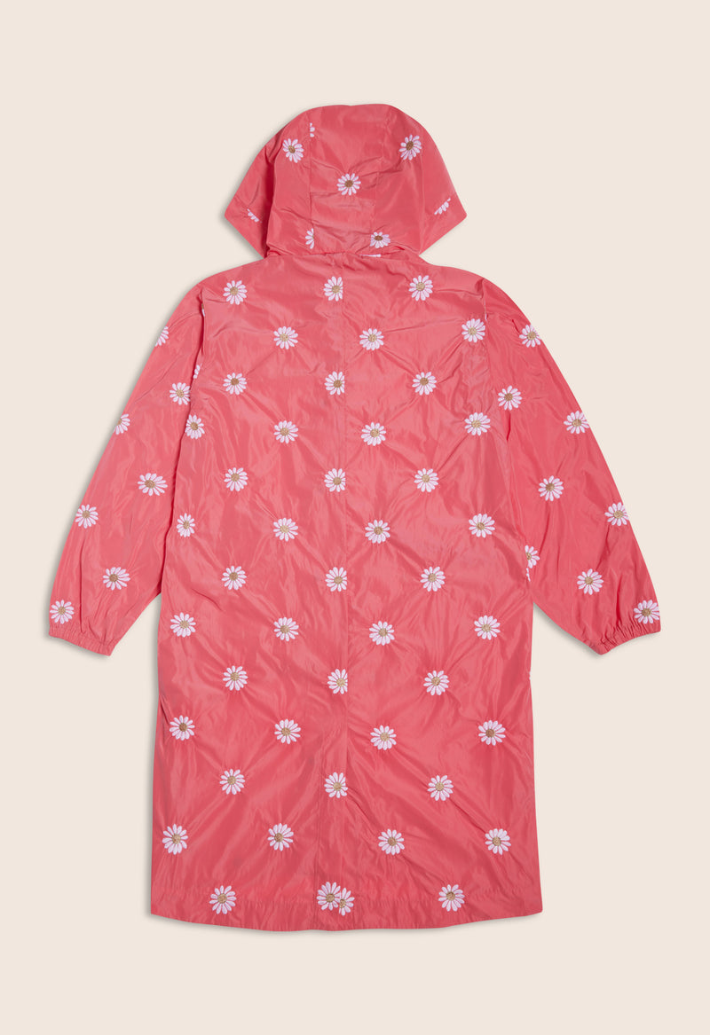 Embroidered pink raincoat