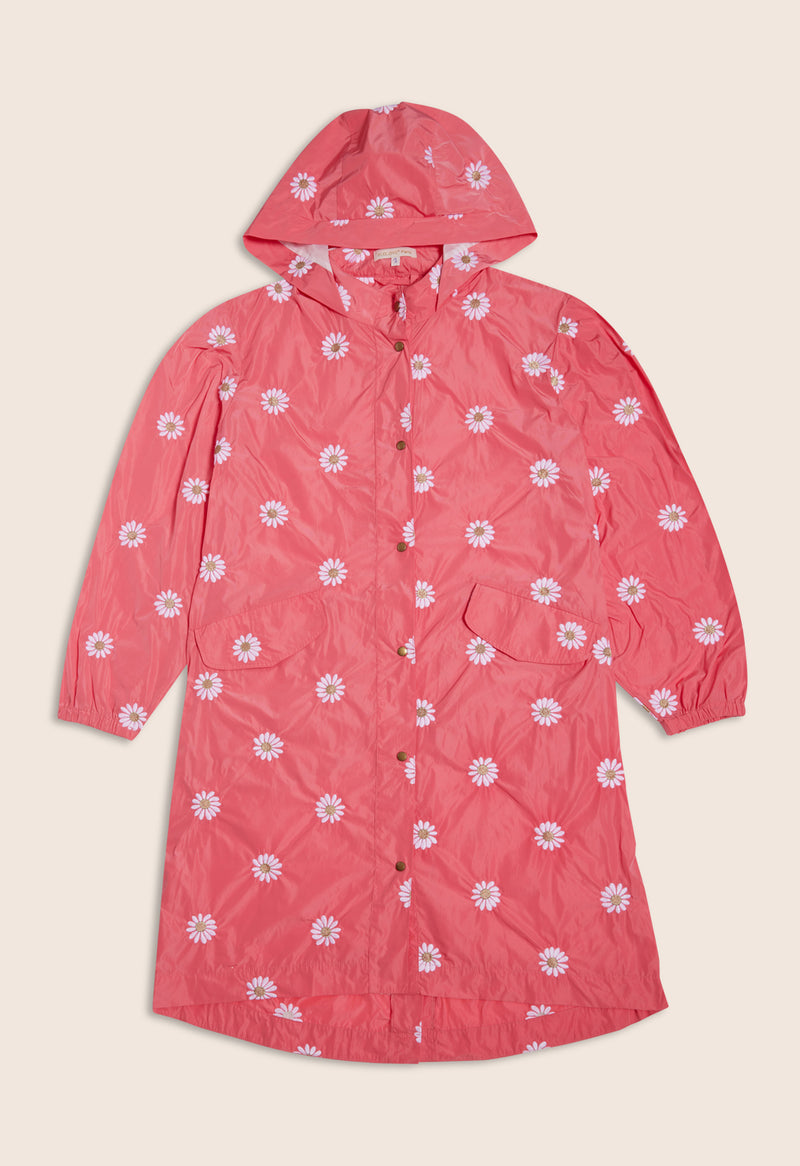 Embroidered pink raincoat